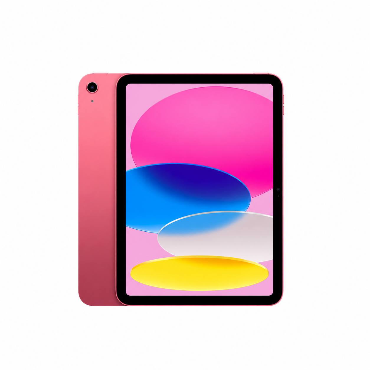 Tablet with a vivid pink and blue display